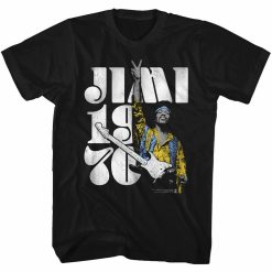 Jimi Hendrix Peace Jimi Black Adult T-Shirt