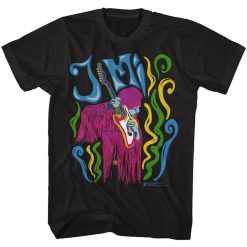 Jimi Hendrix Psychedelic Picture Black Shirts
