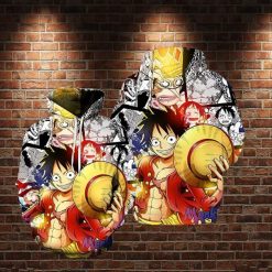 Lontse Anime One Piece Monkey D Luffy Novelty Over Print 3d Zip 2 Hoodie