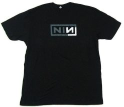 Nine Inch Nails Grey White NIN Logo Black T-Shirt