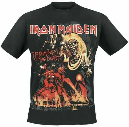 Official Iron Maiden Number Of The Beast Graphic Mens Black T-Shirt