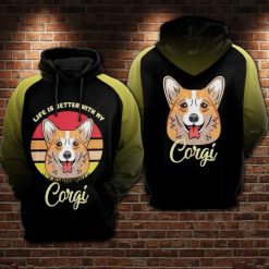 Pembroke Welsh Corgi Life Is Better With My Corgi Over Print 3d Zip Hoodie