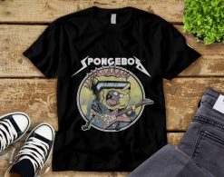 Spongebob Squarepants Heavy Metal Rock Graphic Unisex Tee Adult T-shirt