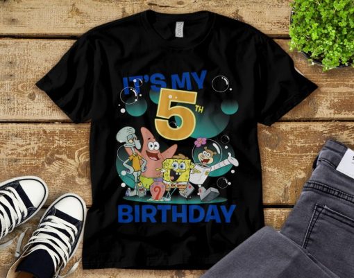 Spongebob Squarepants It_s My 5th Birthday Group Shot Unisex T-Shirt