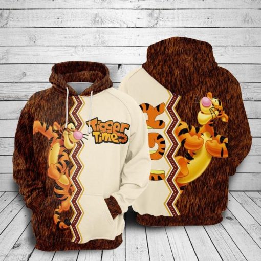 Tigger Times Cartoon Winnie The Pooh Movies Disney Over Print 3d Zip Hoodie