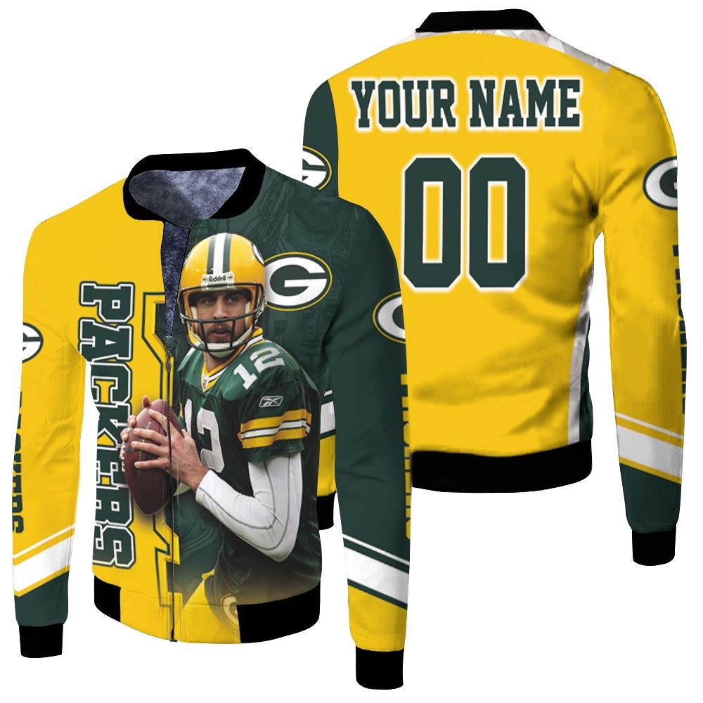 Aaron Rodgers 12 Green Bay Packers Nfl 2020 Season Champion Thanks Super Bowl Personalized Fleece Bomber Jacket