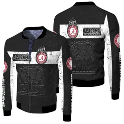 Alabama Crimson Tide Black And White Design For Fan 3d Jersey Fleece Bomber Jacket