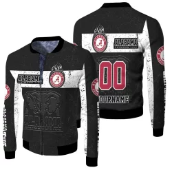 Alabama Crimson Tide Black And White Design For Fans Personalized Fleece Bomber Jacket