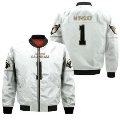Arizona Cardinals Kyler Murray #1 Nfl Great Player White 100th Season Golden Edition 3d Desiged Allover Gift For Arizona Fans Bomber Jacket