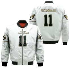 Arizona Cardinals Larry Fitzgerald #11 Great Player White 100th Season Golden Edition 3d Designed Allover Gift For Arizona Fans Bomber Jacket