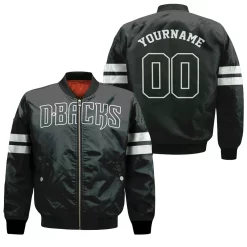 Arizona Diamondbacks Majestic 2019 Personalized Black Jersey Inspired Bomber Jacket