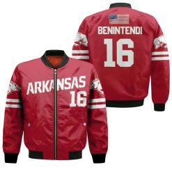 Arkansas Razorbacks Andrew Benintendi #16 Mlb Baseball Team Benintendi College Red 3d Designed Allover Gift For Arkansas Fans Bomber Jacket