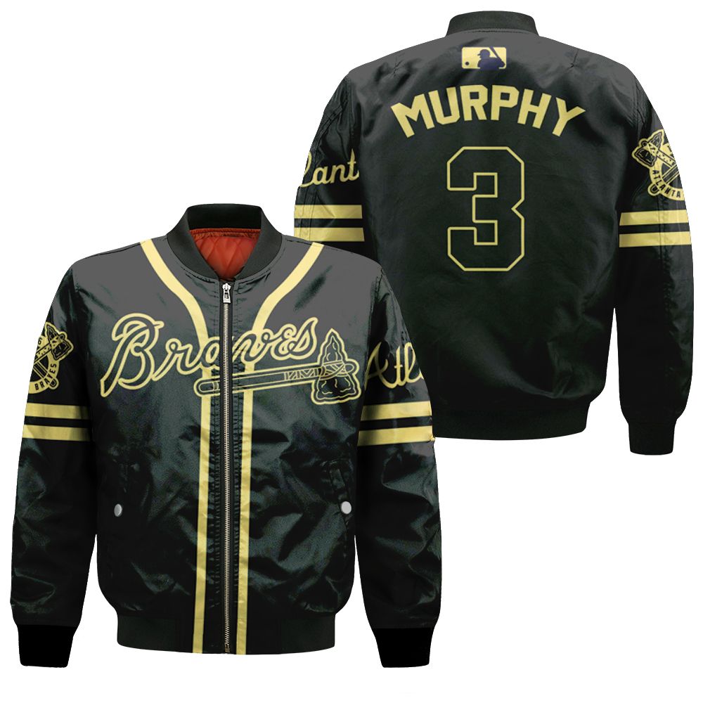 Atlanta Braves Dale Murphy #3 Great Player Mlb Black 3d Designed Allover Gift For Atlanta Fans Bomber Jacket