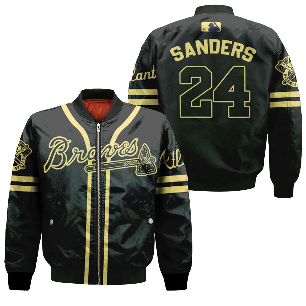 Atlanta Braves Deion Sanders #24 Great Player Mlb Black 3d Designed Allover Gift For Atlanta Fans Bomber Jacket
