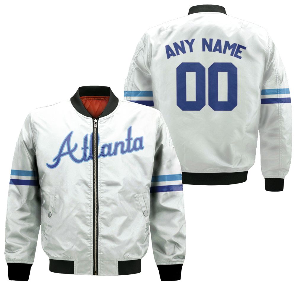 Atlanta Braves Mlb Cooperstown Collection Mesh Wordmark 3d Designed Allover Custom Gift For Atlanta Fans Bomber Jacket