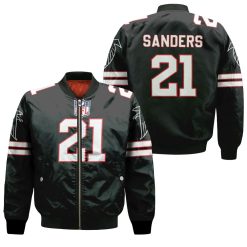 Atlanta Falcons Deion Sanders #21 Great Player Nfl American Football Legacy Vintage Black 3d Designed Allover Gift For Atlanta Fans Bomber Jacket