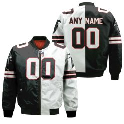 Atlanta Falcons Nfl Mitchell Ness Retired Player Split Black White 2019 3d Designed Allover Custom Gift For Atlanta Fans Bomber Jacket