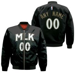 Atlanta Hawks Nba Basketball Team Logo Black 3d Designed Allover Gift For Atlanta Fans Bomber Jacket