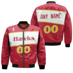 Atlanta Hawks Nba Basketball Team Logo Mitchell Ness 1986 87 Hardwood Classics Swingman Red 3d Designed Allover Custom Gift For Atlanta Fans Bomber Jacket