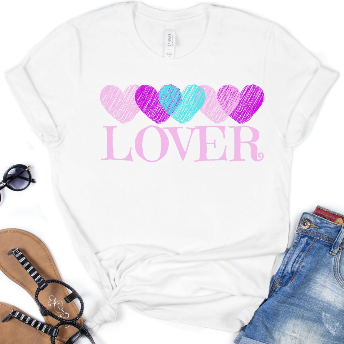 Babe Valentines Love Doodle Hearts Graphic T-Shirt