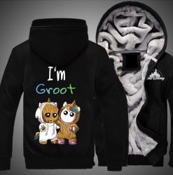 Baby Groot And Unicorn Change Shirt Over Print 3d Fleece Zip Hoodie