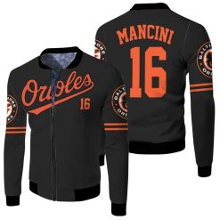Baltimore Orioles Trey Mancini 16 2020 Mlb Black Jersey Inspired Style Fleece Bomber Jacket