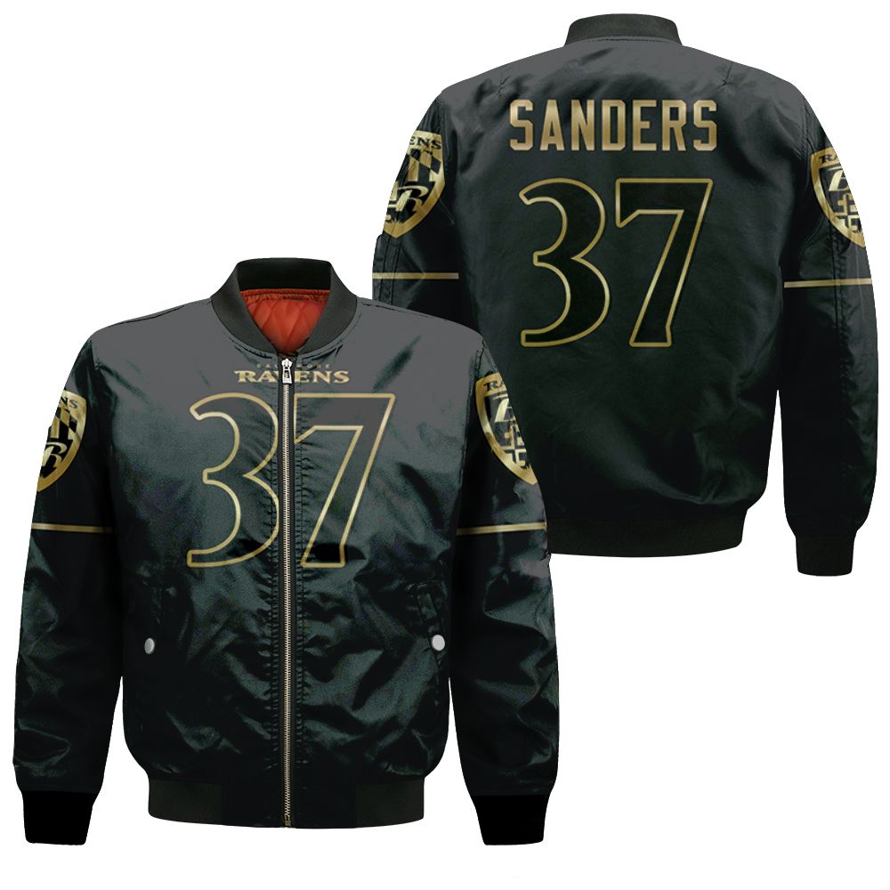 Baltimore Ravens Deion Sanders #37 Nfl Great Player Black Golden Edition Vapor 3d Designed Allover Gift For Baltimore Fans Bomber Jacket