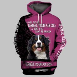 Bernese Mountain Dog A Girl And Her Bernese Mountain Dog A Bond That Cant Be Broken Over Print 3d Zip Hoodie