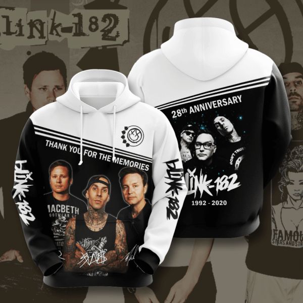 Blink-182 28th Anniversary 1992 2020 Signature Design Gift For Fan Custom 3d All Over Printed Hoodie