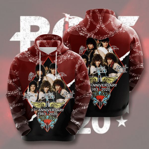 Bon Jovi 37th Anniversary 1983 2020 Signature Design Gift For Fan Custom 3d All Over Printed 1 Hoodie