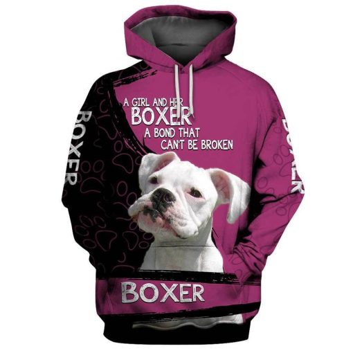 Boxer A Girl And Her Boxer A Bond That Cant Be Broken Over Print 3d Zip Hoodie