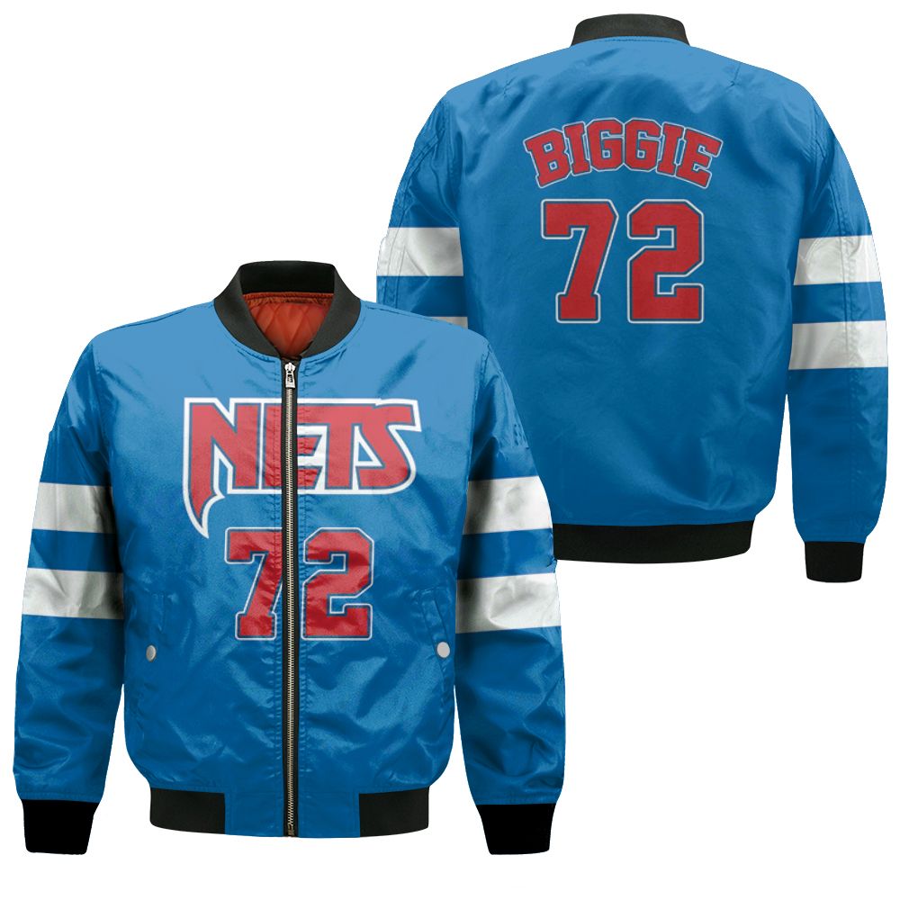 Brooklyn Nets Biggie #72 Nba Basketball Team New Arrival Blue 3d Designed Allover Gift For Brooklyn Fans Bomber Jacket
