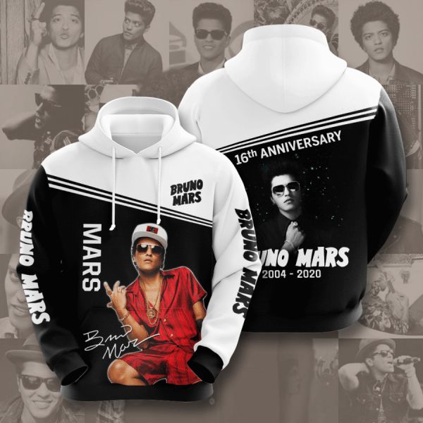 Bruno Mars 16th Anniversary 2004 2020 Signature Design Gift For Fan Custom 3d All Over Printed Hoodie