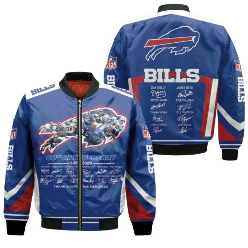 Buffalo Bills 60th Anniversary 1960 – 2020 Best Players All Time Signature Signed 2020 Nfl Season Bomber Jacket