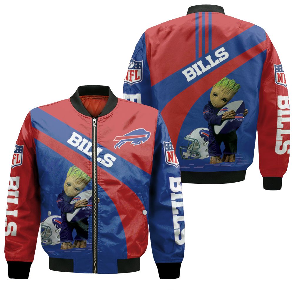 Buffalo Bills Nfl Groot Hugs Buffalo Bills Ball 2020 Nfl Season Bomber Jacket