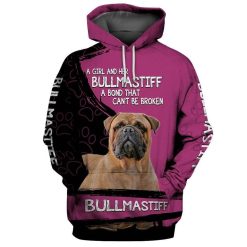 Bullmastiff A Girl And Her Bullmastiff A Bond That Cant Be Broken Over Print 3d Zip Hoodie