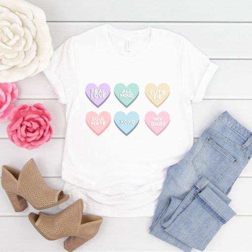 Candy Hearts – V Neck – Valentines Day Shirt