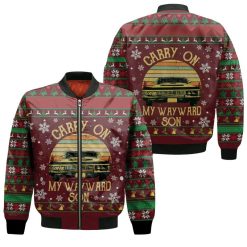 Carry On My Wayward Son Supernatural Retro Ugly Christmas 3d Bomber Jacket