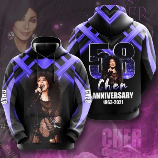 Cher 58th Anniversary 1963 2021 Signature Design Gift For Fan Custom 3d All Over Printed Hoodie