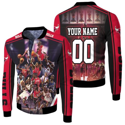 Chicago Bulls Michael Jordan And Legends Personalized Fleece Bomber Jacket