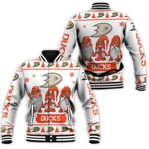 Christmas Gnomes Anaheim Ducks Ugly Sweatshirt Christmas 3d Baseball Jacket