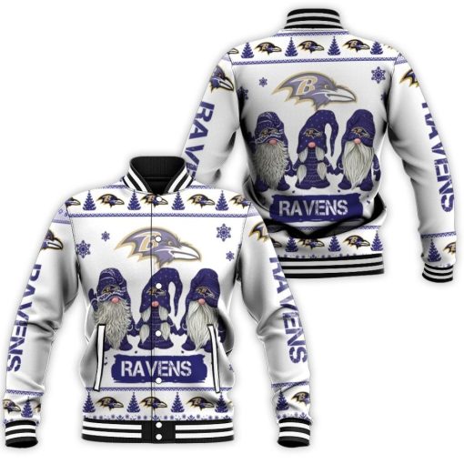 Christmas Gnomes Baltimore Ravens Ugly Sweatshirt Christmas 3d Baseball Jacket