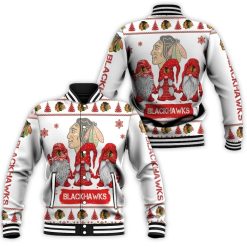 Christmas Gnomes Chicago Blackhawks Ugly Sweatshirt Christmas 3d Baseball Jacket