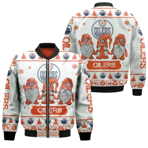 Christmas Gnomes Edmonton Oilers Ugly Sweatshirt Christmas 3d Bomber Jacket