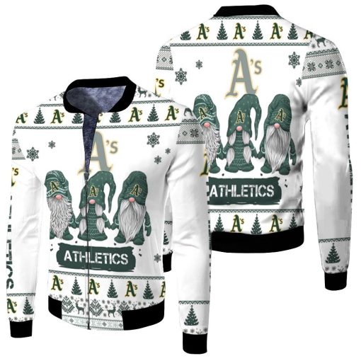 Christmas Gnomes Oakland Athletics Ugly Sweatshirt Christmas 3d Fleece Bomber Jacket