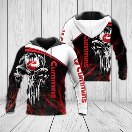 Cummins Punisher Skull Black White Red All Over Printed Custom 3d Hoodie