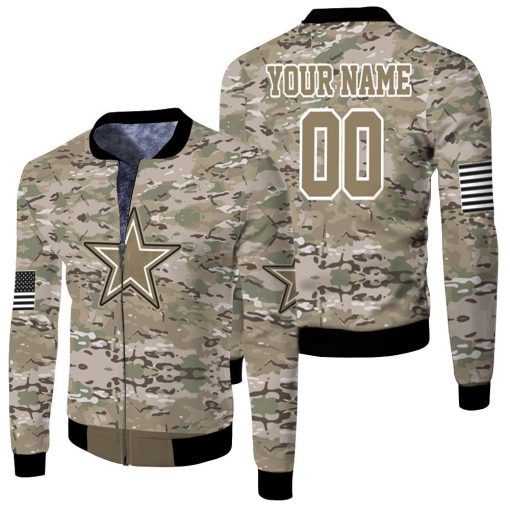 Dallas Cowboys Camourflage Veteran 3d Personalized Fleece Bomber Jacket