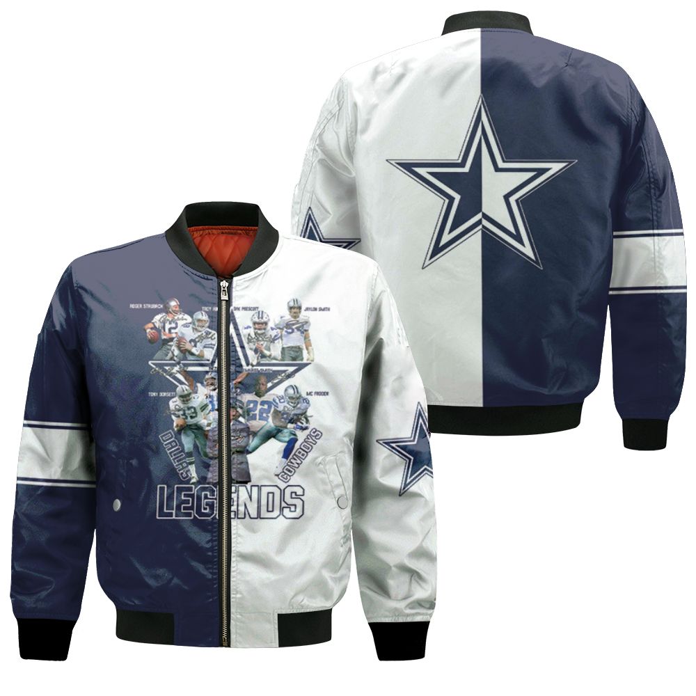 Dallas Cowboys Legends Coach And Players Sgined 3d Jersey Bomber Jacket