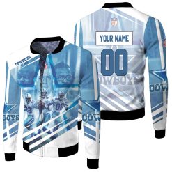 Dallas Cowboys Triplets Emmitt Smith 22 Troy Aikman 8 Michael Irvin 88 Personalized Fleece Bomber Jacket