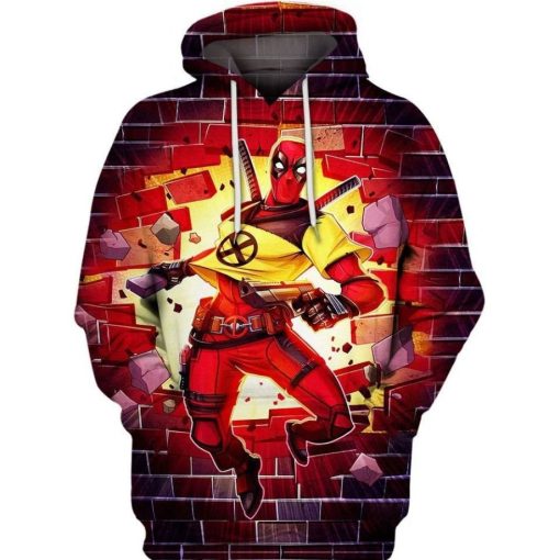 Deadpool X-Men Trainee Marvel Over Print 3d Zip Hoodie